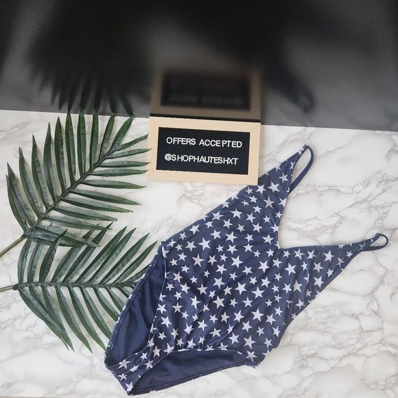 Nasty Gal Blue Alina Star Swimsuit - Picture 2 of 6